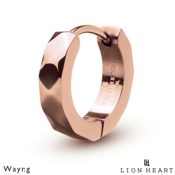 ライオンハート カッティング フープピアス サージカルステンレス316L ピンクゴールド 片耳用 金...