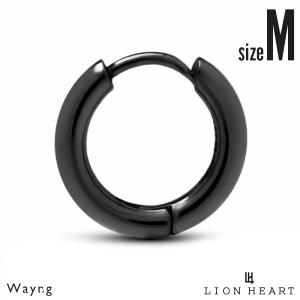 ライオンハート プレーン フープ ピアス サージカルステンレス ブラック Mサイズ 黒 片耳用 1点売り メンズ ブランド LION HEART