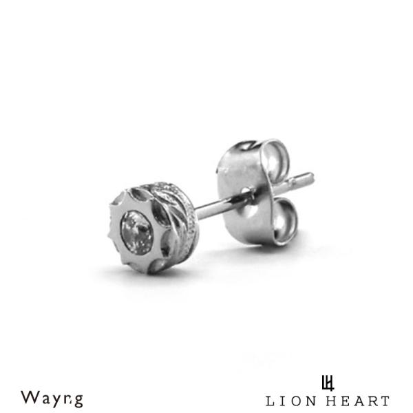 ライオンハート ハワイアン スタッズピアス クリアジルコニア サージカルステンレス シルバー 片耳用...