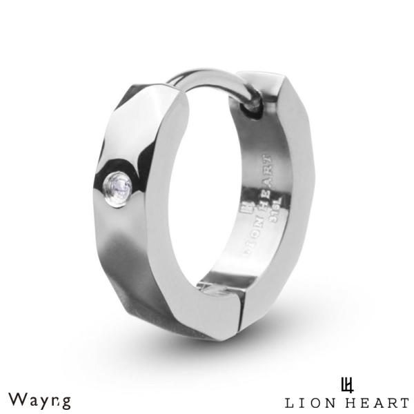 ライオンハート カッティング フープピアス ダイヤモンド サージカルステンレス316L シルバー 片...