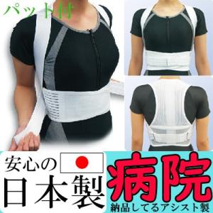 背筋すっきりベルトワイドメッシュ(パット付) 背中 背筋固定帯　背筋コルセット 背筋矯正ベルト 背筋...