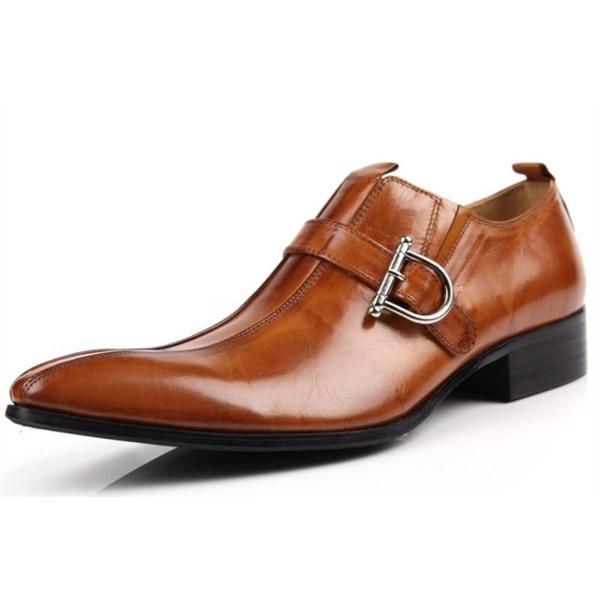 W 人気ブランド メンズ 靴 レザー ビジネスシューズ 本革 スワールモカ モンクストラップ ロング...