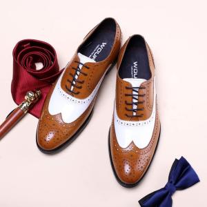 GLENFORD 本革 マッケイ製法 ウィングチップ バイカラー ブラウン
