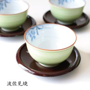 波佐見焼 緑巻桔梗絵 茶托付仙茶 5客揃 日本製 西海 おしゃれ 内祝い 食器 結婚内祝い 還暦内祝い 粗供養 満中陰志 記念品 法事 来客用 送料無料｜wayukan