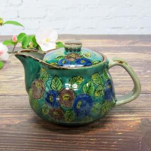 急須 おしゃれ 九谷焼 ポット 急須 グリーン椿