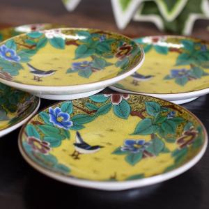 お皿 セット おしゃれ 食器 九谷焼 小皿 5枚組 吉田屋椿に鳥 陶器 和食器 取り皿 日本製｜waza