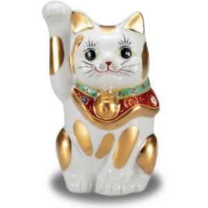 開運 招き猫 置物 九谷焼 右手 招き猫 金ブチ 開店祝い ギフト｜waza