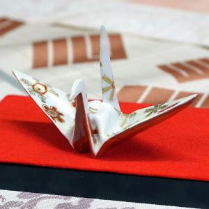 九谷焼 縁起物 玄関 開運 置物 色絵折り鶴 金彩桜 : 和座倶楽部 - 通販