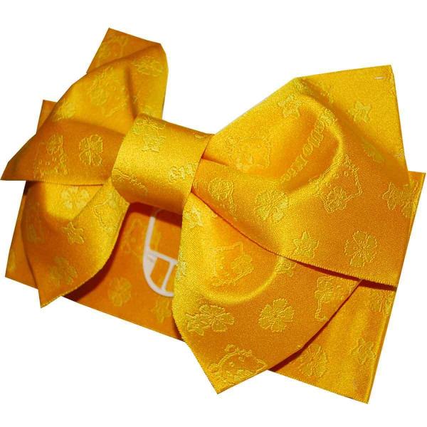 日本製 キッズサイズ キティちゃん 浴衣 浴衣帯 子供用 作り帯 ゆかた帯 結び帯 黄色