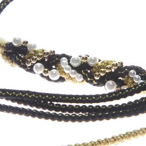 帯締め 振袖用 絹100% パールビーズ飾り付...の詳細画像1