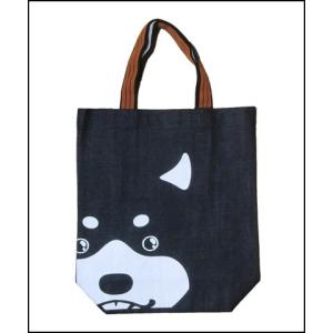 レトロデニムバッグ　犬顔　倉敷デニム バッグ　デカ顔シリーズ　にび堂オリジナルサイズ