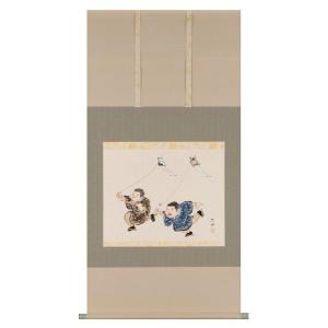 掛け軸 掛軸 南天に雀（出口 華凰） 花鳥画 冬物掛軸 日本画 全国送料