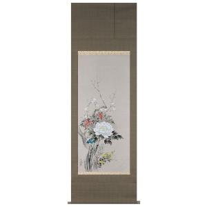 掛け軸 掛軸 竹に雀（佐藤 景月） 年中掛け 花鳥画 日本画 全国送料