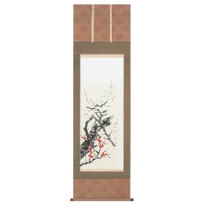 掛け軸 掛軸 南天に雀（出口 華凰） 花鳥画 冬物掛軸 日本画