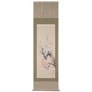 掛け軸 掛軸 南天に雀（出口 華凰） 花鳥画 冬物掛軸 日本画
