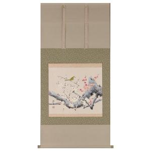 掛け軸専門店 掛軸 通販 梅に鶯（奥田 吟水） 花鳥画 春用掛軸 冬用掛軸 日本画 全国送料無料 新品掛け軸｜wazakkahonpo