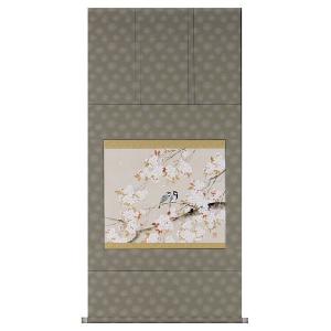掛け軸 掛軸 掛け軸販売 桜に小鳥 川島 正行 掛け軸用品3点セット付き
