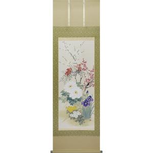 掛け軸専門店 掛軸 通販 蔦（奥田 吟水） 花鳥画 秋用掛軸 紅葉 日本画
