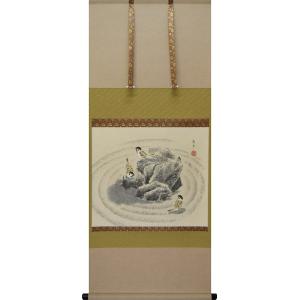 掛け軸 掛軸 二河白道図 大幅複製仏画 87.3×215cm 高級桐箱入 全国送料
