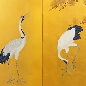 屏風 びょうぶ 肉筆作品 衝立 ついたて 金彩...の詳細画像1