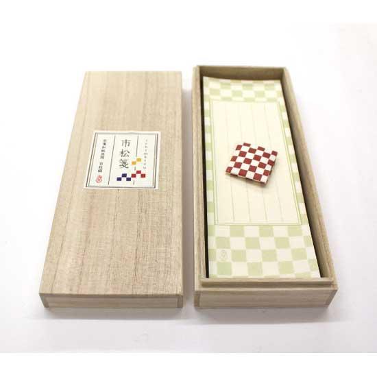 一筆箋・便箋　和詩倶楽部　桐箱入り一筆箋　市松箋　100枚入 (KI-006)　気軽なひとことを添え...
