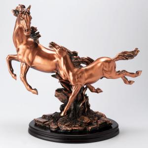 馬の置物　二頭親子馬　銅製　店舗・オフィス・新築祝いに　Horse figurine copper｜wazakkawakei