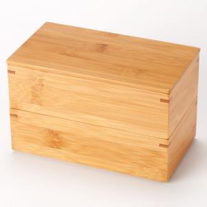 竹の弁当箱　スス角長二段弁当箱 (5505)　Lunch box of bamboo｜wazakkawakei