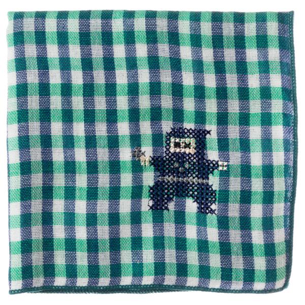 JAPANステッチハンカチーフ　ニンジャ　刺繍入りガーゼハンカチ　スーベニール　Japanese p...