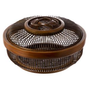 アジロ菓子器丸 20cm 国産 日本製 最高級 職人手作り フタ付き 果物