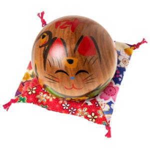 宮城伝統こけし 遠刈田系 ねここけし（口開き）3寸 作者：早坂政弘