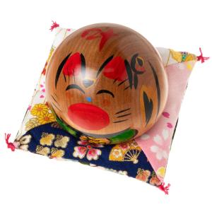 宮城伝統こけし 遠刈田系 ねここけし（口開き）3寸 作者：早坂政弘