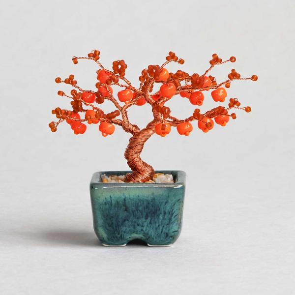 ネジッテBONSAIキット　柿　ビーズを使って自分で作る　つまめるサイズの盆栽工作キット　ワイヤーを...