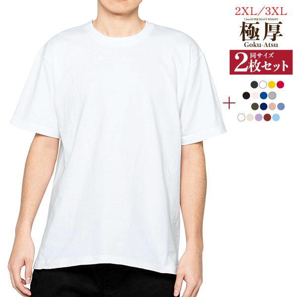 白とお好きな色 2枚セット 大きいサイズ  まとめ買い 白 ティーシャツ 同サイズ メンズ tシャツ...