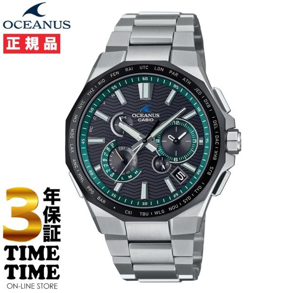 CASIO OCEANUS CLASSIC LINE ソーラー電波 クロノグラフ ブラック グリーン...