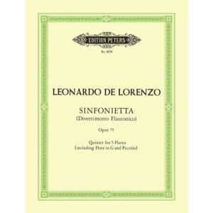 (楽譜) シンフォニエッタ Op.75 / 作曲：レオナルド・デ・ロレンツォ (フルート5重奏)｜wbpplus