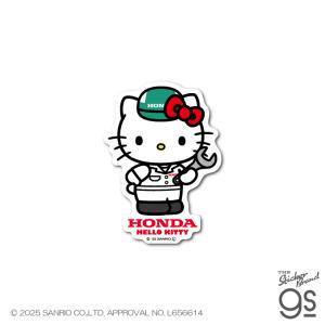 Honda×ハローキティ ダイカットステッカー 作業着 サンリオ バイク 車 sanrio 可愛い コラボ キティちゃん キャラクター gs 公式グッズ LCS1719