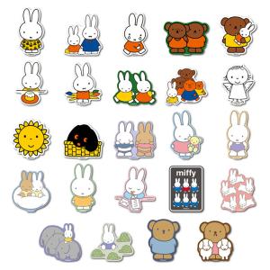 全24種セット miffy ダイカットビニールミニステッカー キャラクターステッカー まとめ買い 絵本 イラスト かわいい こども うさぎ gs 公式グッズ MIFSET04｜we-love-sticker