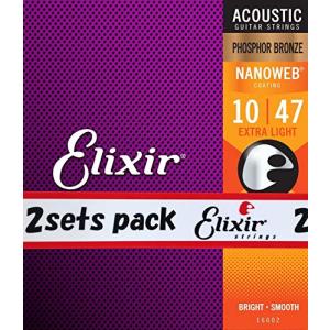 Elixir エリクサー アコースティックギター弦 NANOWEB フォスファーブロンズ Extra Light .010-.047 #16002 2｜we-st-villa-ge