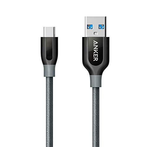 Anker PowerLine+ USB-C &amp; USB-A 3.0 ケーブル (0.9m グレー)...