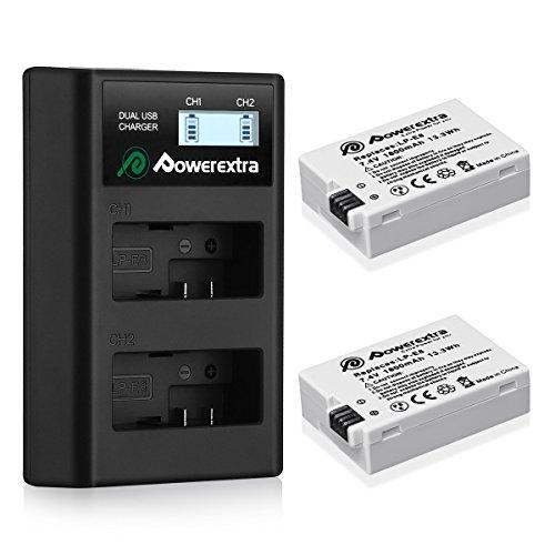 Powerextra Canon LP-E8 互換バッテリー2個+LCDデュアル充電器 USB充電器...