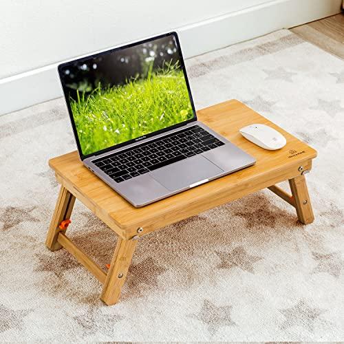 ノートパソコンデスクPCスタンド タブレットスタンド 傷付きにくい 竹製 ベッドテーブル ローテーブ...