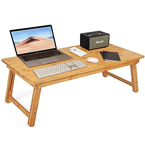 ノートパソコンデスク PCスタンド 傷付きにくい 竹製 ベッドテーブル ローテーブル 座卓・ちゃぶ台...