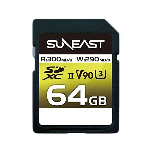 SUNEAST SDXCカード 64GB 最大300MB/s UHS-II V90 U3 pSLC ...