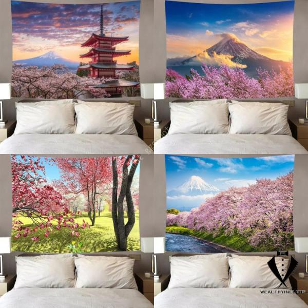 タペストリー 富士山 日の出 桜 和柄 和風 和式 模様替え 飾り用 装飾用 飾り付け 壁画 装飾用...