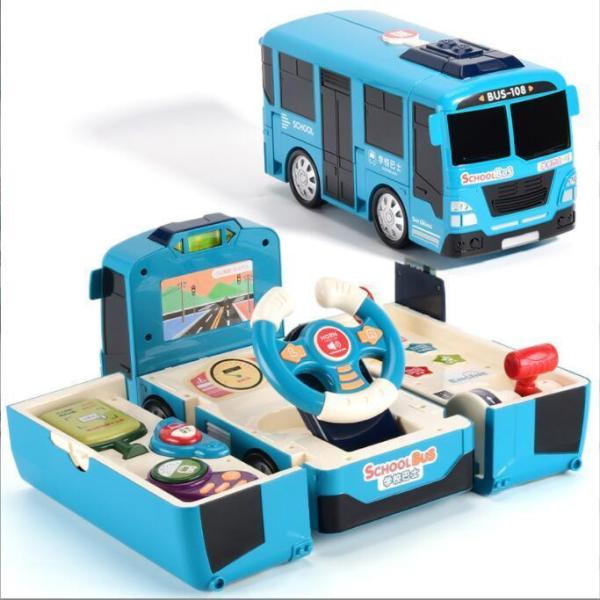 2in1バスおもちゃ 路線バス 変形おもちゃ 車おもちゃ 多機能 バスコレクション DIYミニカー ...