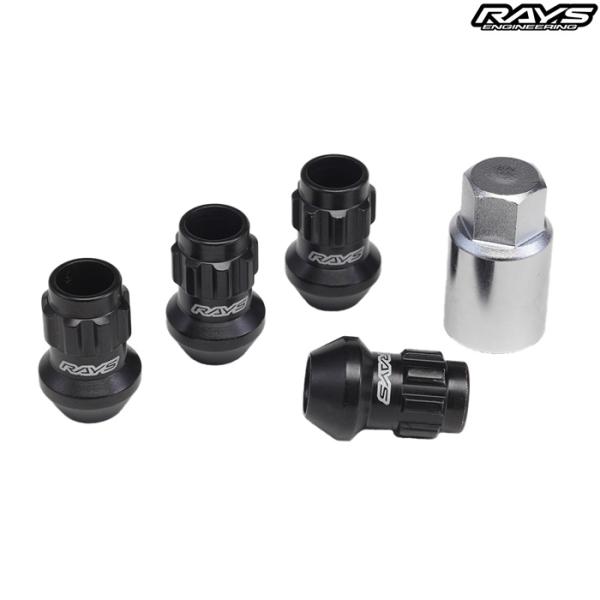 レイズ レーシングロックナット ミディアム 17HEX L35 M12X1.25 ブラック ロックナ...