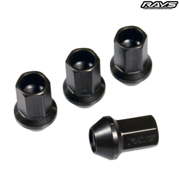 レイズ レーシングナット ミディアム 17HEX L35 M12X1.25 ブラック 通常ナット16...