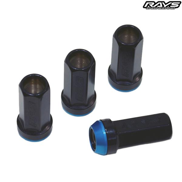 レイズ レーシングナット 2ピースナットセット 17HEX L48 M12X1.5 ブラック/ブルー...