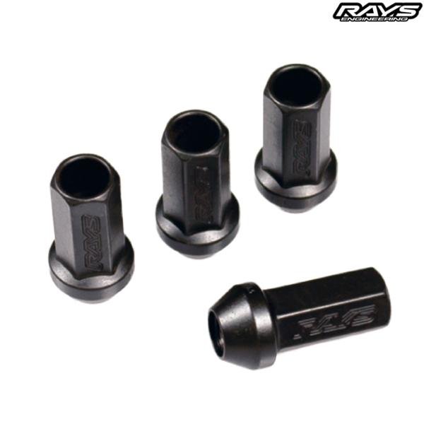 レイズ レーシングナット ロング 17HEX L48 M12X1.25 ブラック 通常ナット4個入り...