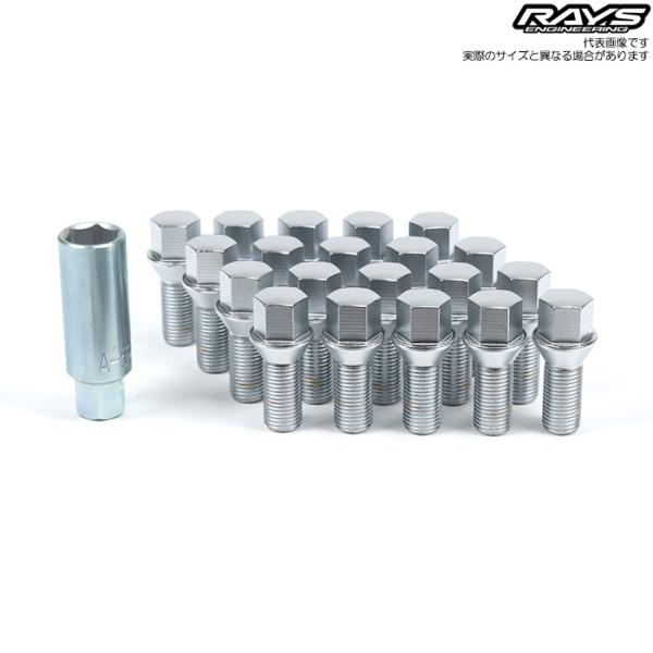 レイズ No.5 BOLT&amp;ADAPTER 20P SET M14x1.25 28mm クローム B...